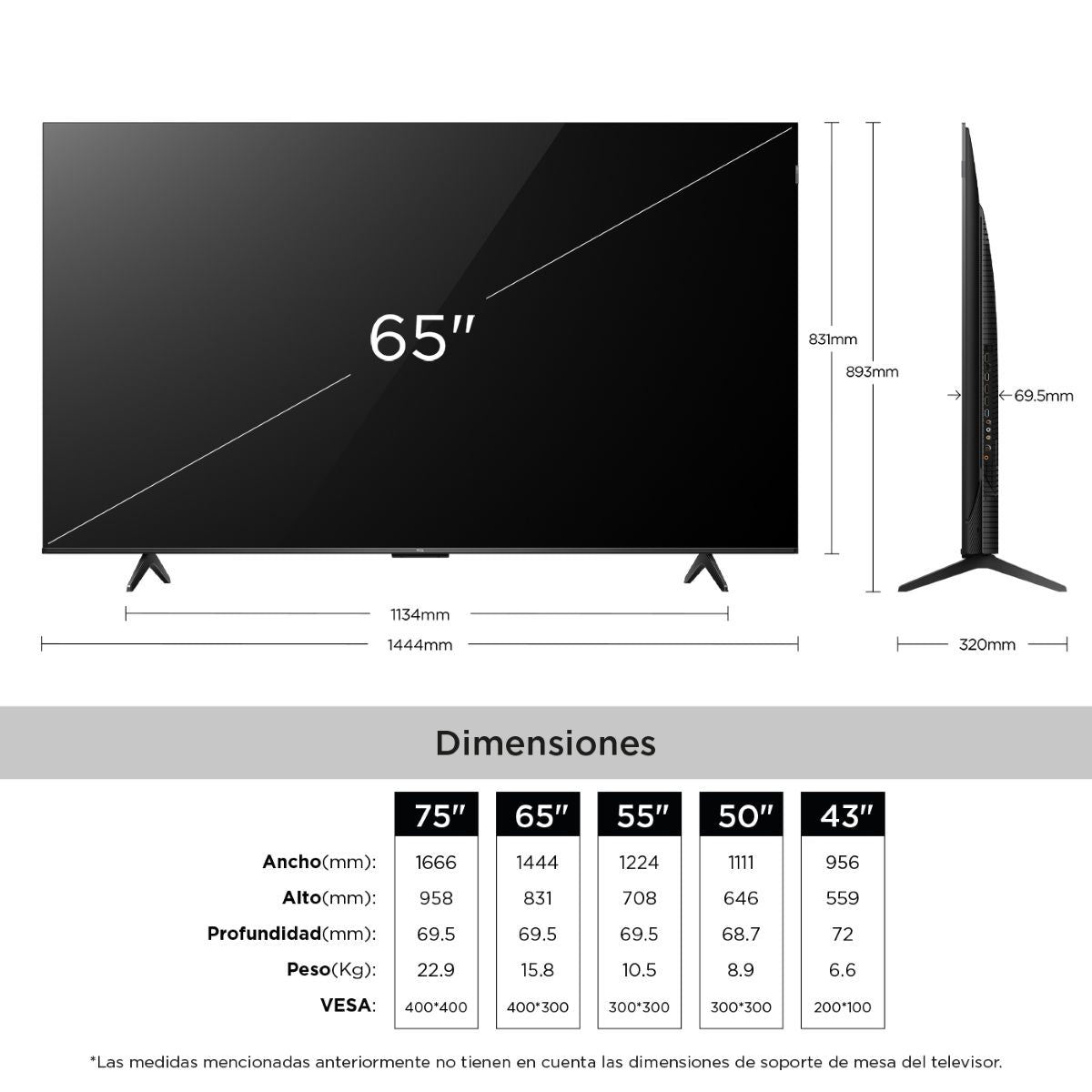 Televisor TCL 65P7K 65 Pulgadas 4K UHD Google Tv