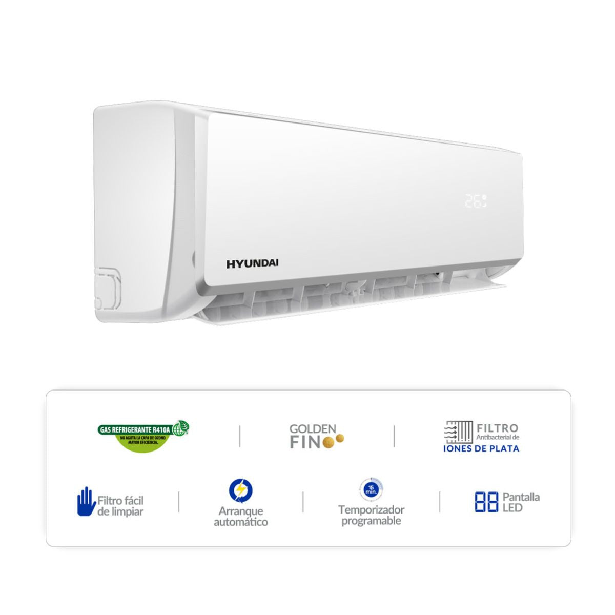 Aire Acondicionado HYUNDAI HY12K233AC 220V On-Off Blanco