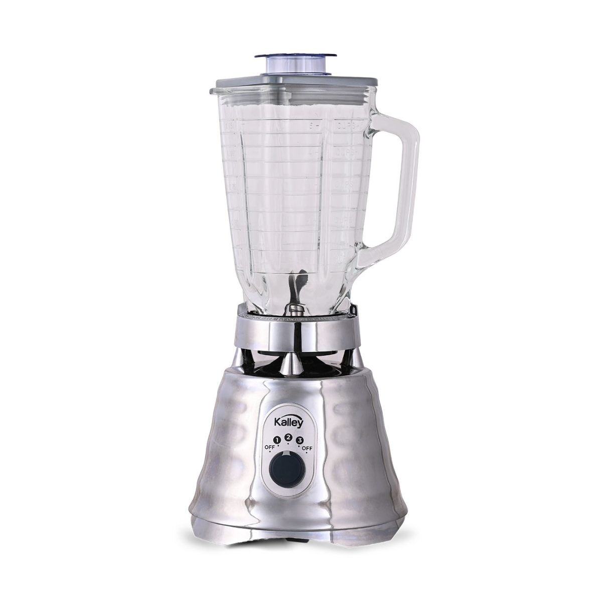 Licuadora KALLEY K-LC 1.25L Vaso Vidrio 3 Velocidades 650W Plateado