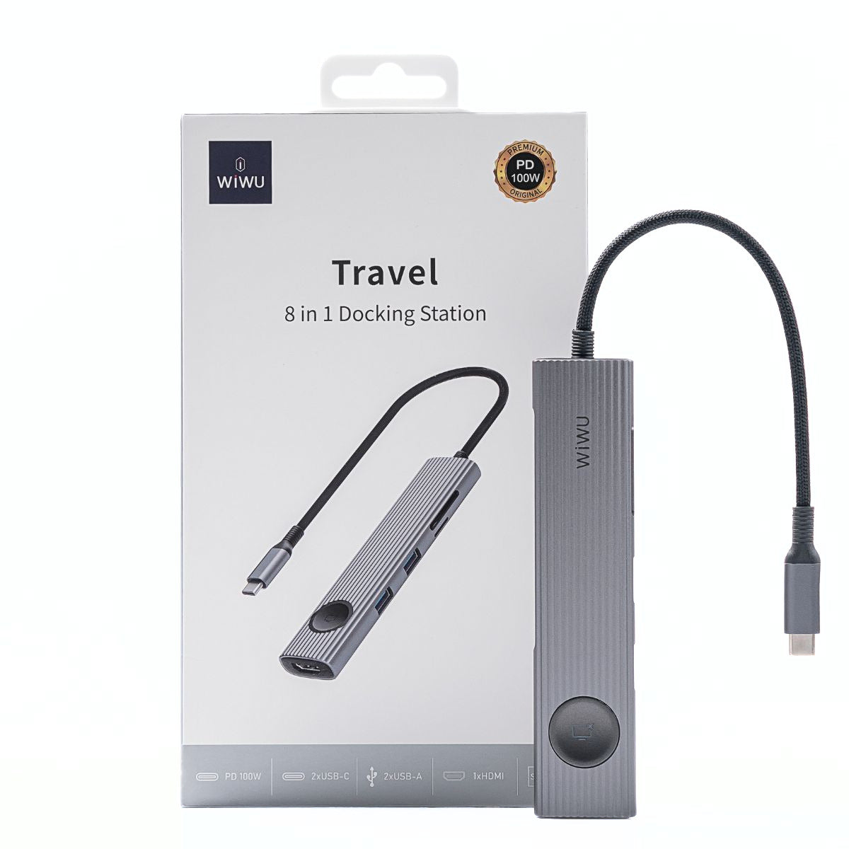 Multipuerto WIWU Travel WI-HB001 8 en 1 Gris