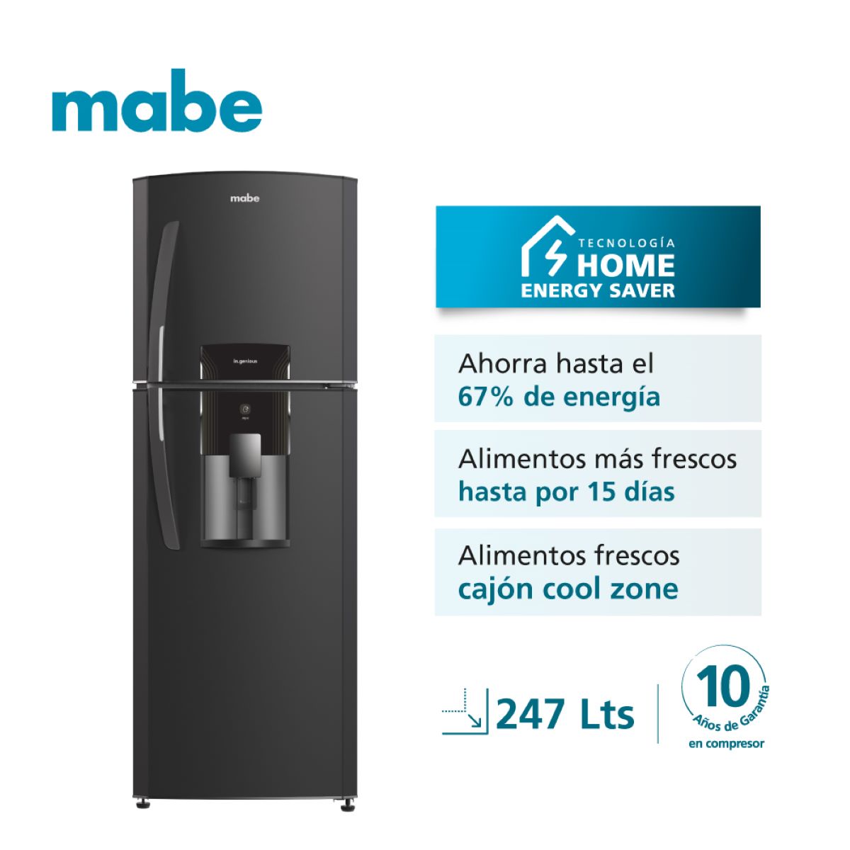 Nevera MABE RMA247FXCG 247 Litros No Frost Grafito