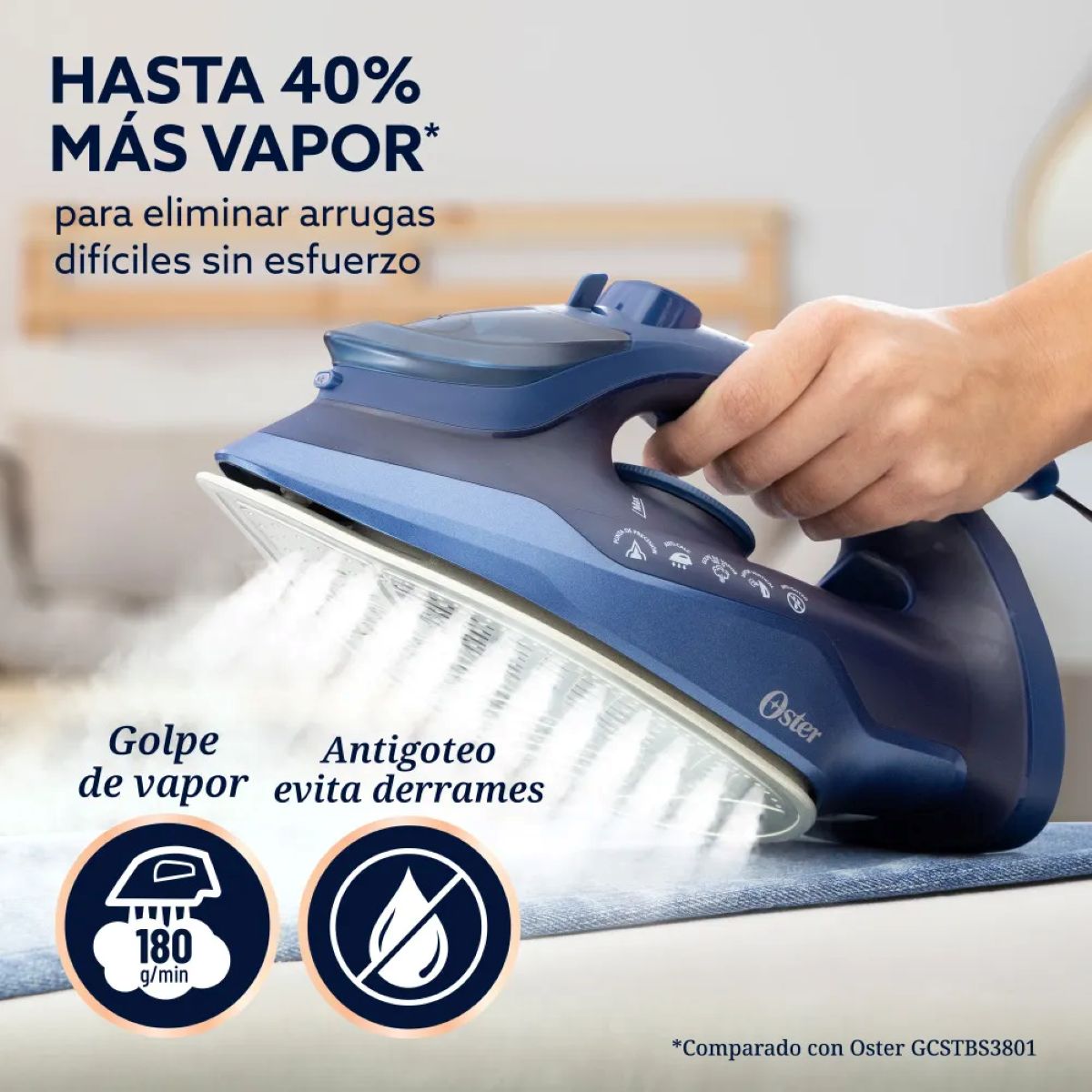 Plancha De Ropa a Vapor OSTER 2226866 Aeroglide Azul