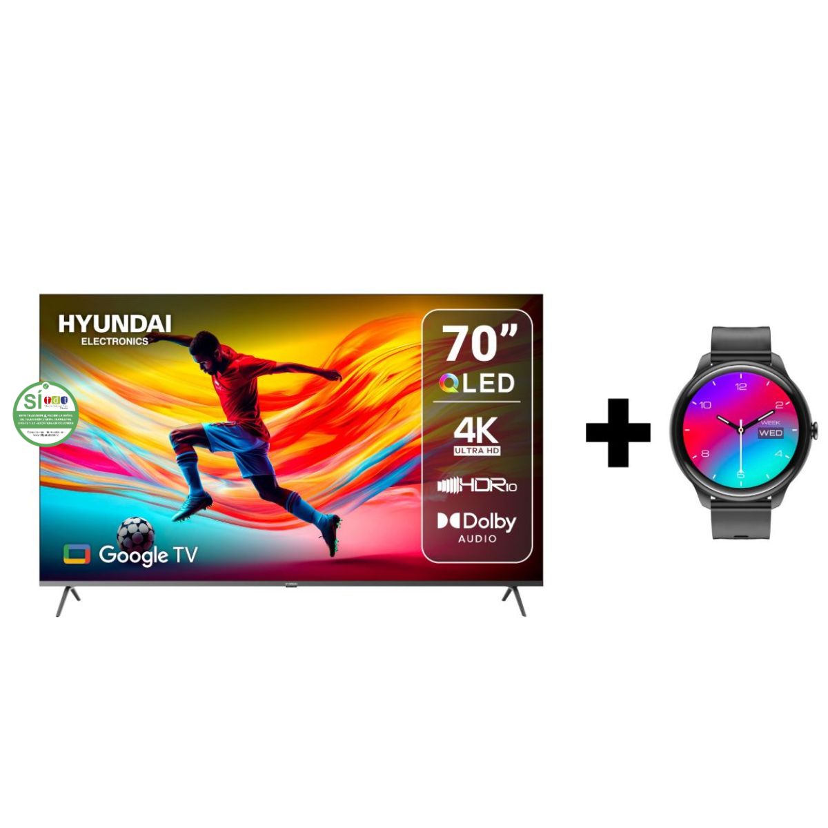 Televisor HYUNDAI 70" HYLED7007QG UHD 4K + Smart Watch HYUNDAI Amoled