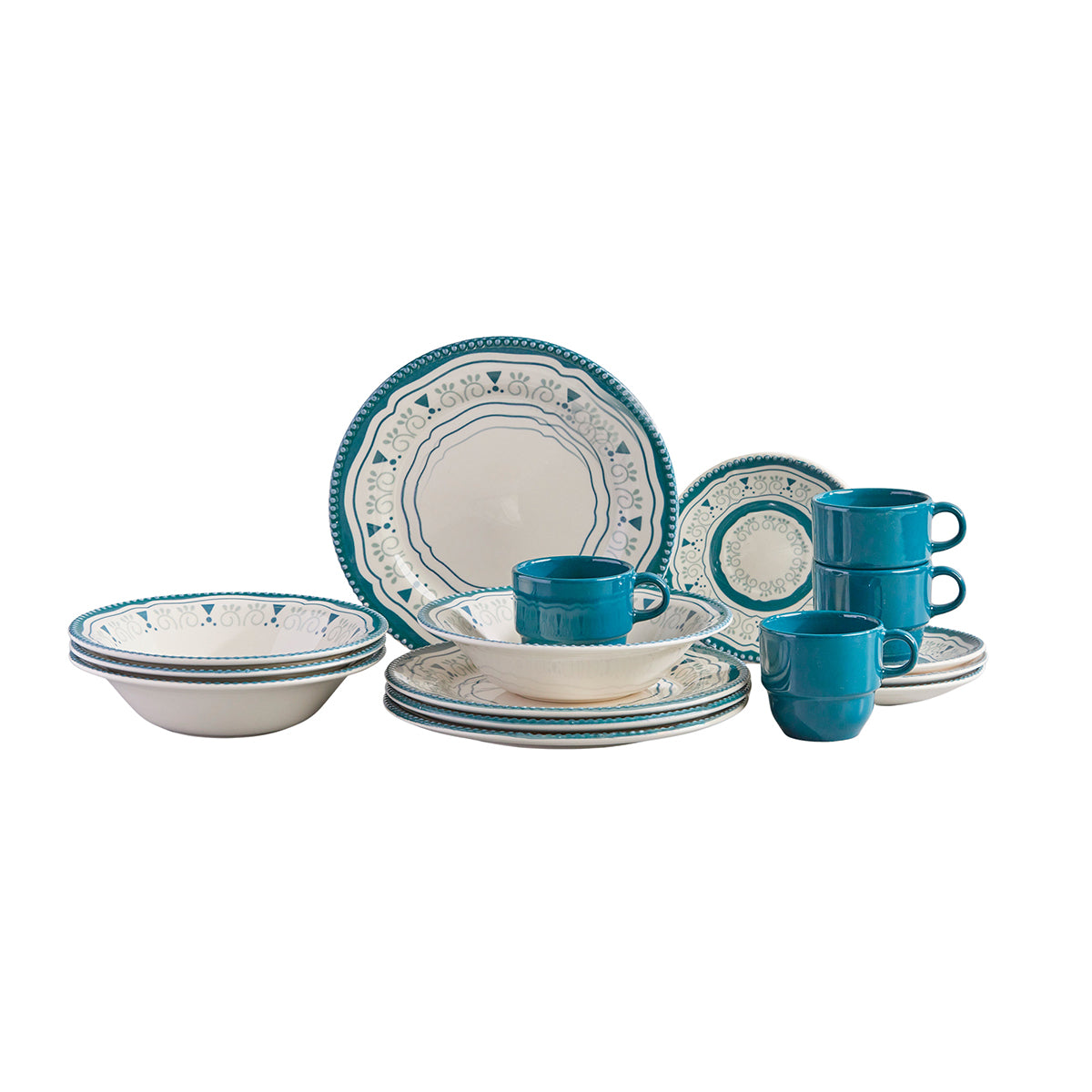 Vajilla CORONA Eleonor 4 Puestos 16 Piezas