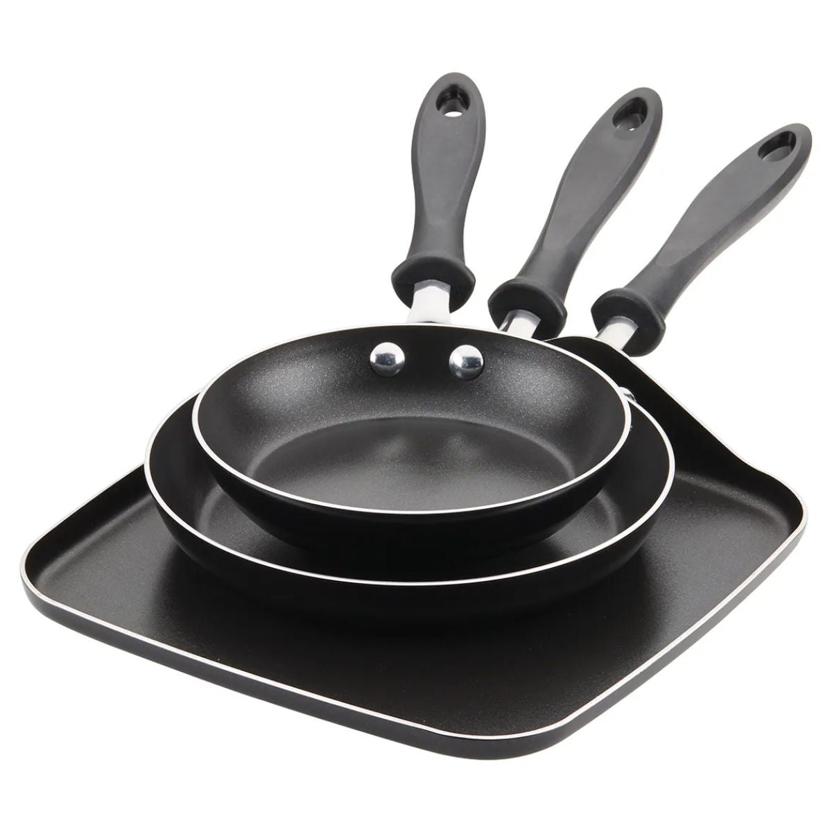 Set FARBERWARE 3 Piezas Sarten 18CM Sarten 22CM Y Plancha 28CM Negro