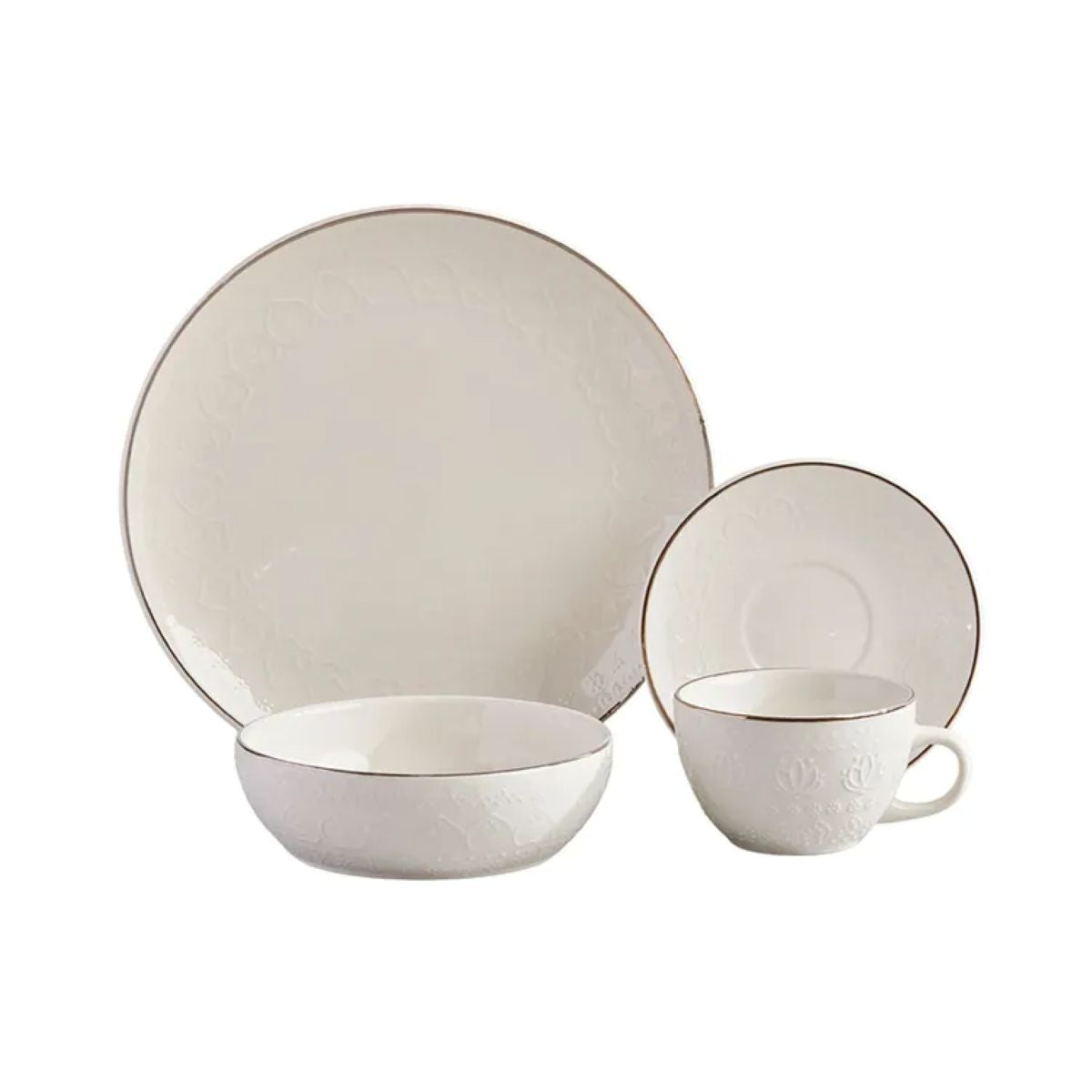 Vajilla CORONA ARMONY Plateada 4 Puestos 16 Piezas