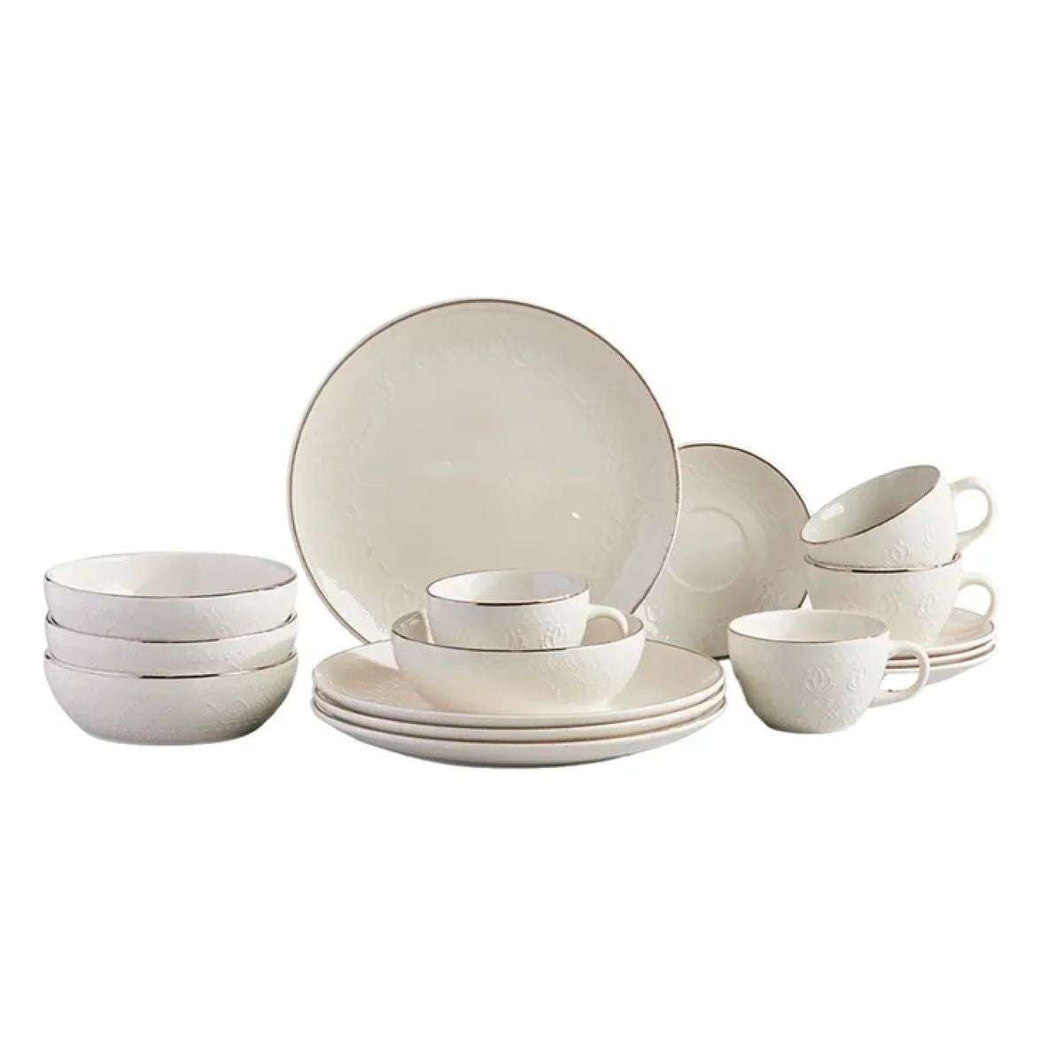 Vajilla CORONA ARMONY Plateada 4 Puestos 16 Piezas