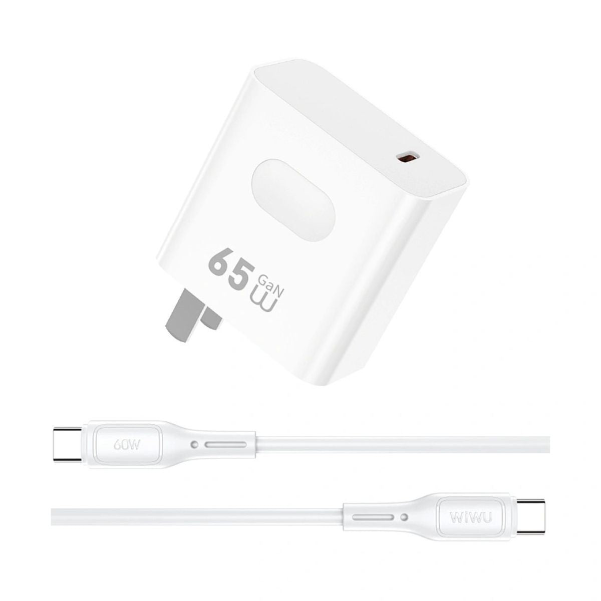Cargador WIWU Essen Usb tipo c carga rápida Incluye Cable Blanco