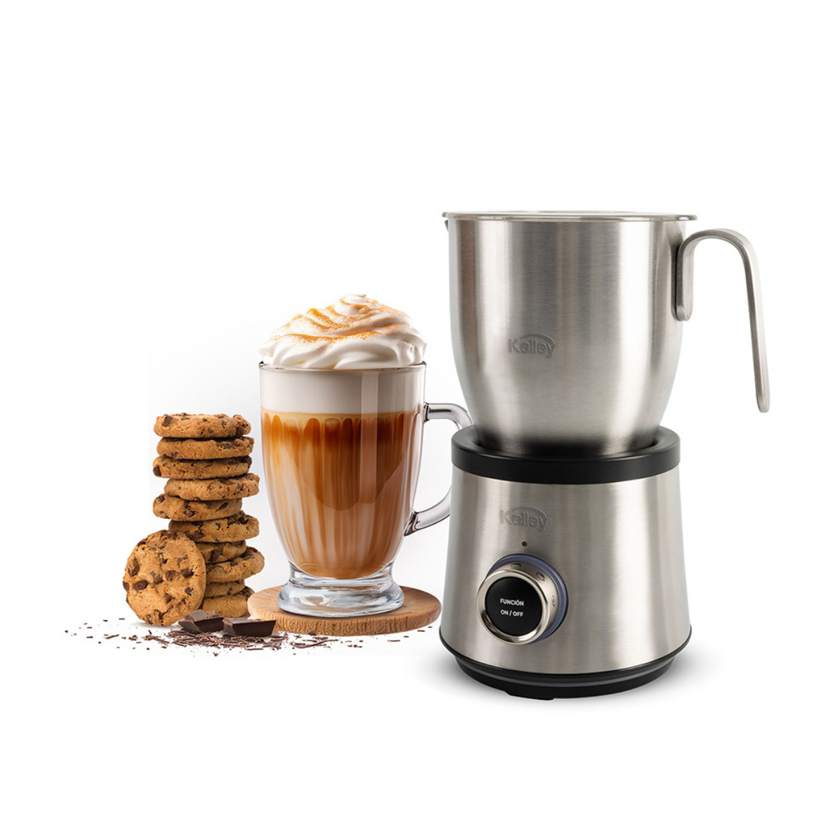 Chocolatera Multifuncional KALLEY K-CH 1L 6 Funciones Plateado