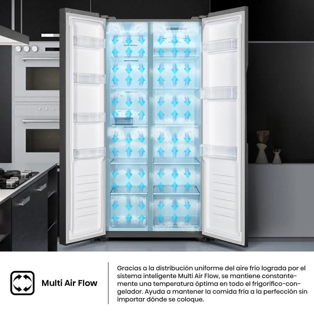 Nevecón HISENSE SIDE BY SIDE 428 Litros No Frost Gris – Hogar y Moda