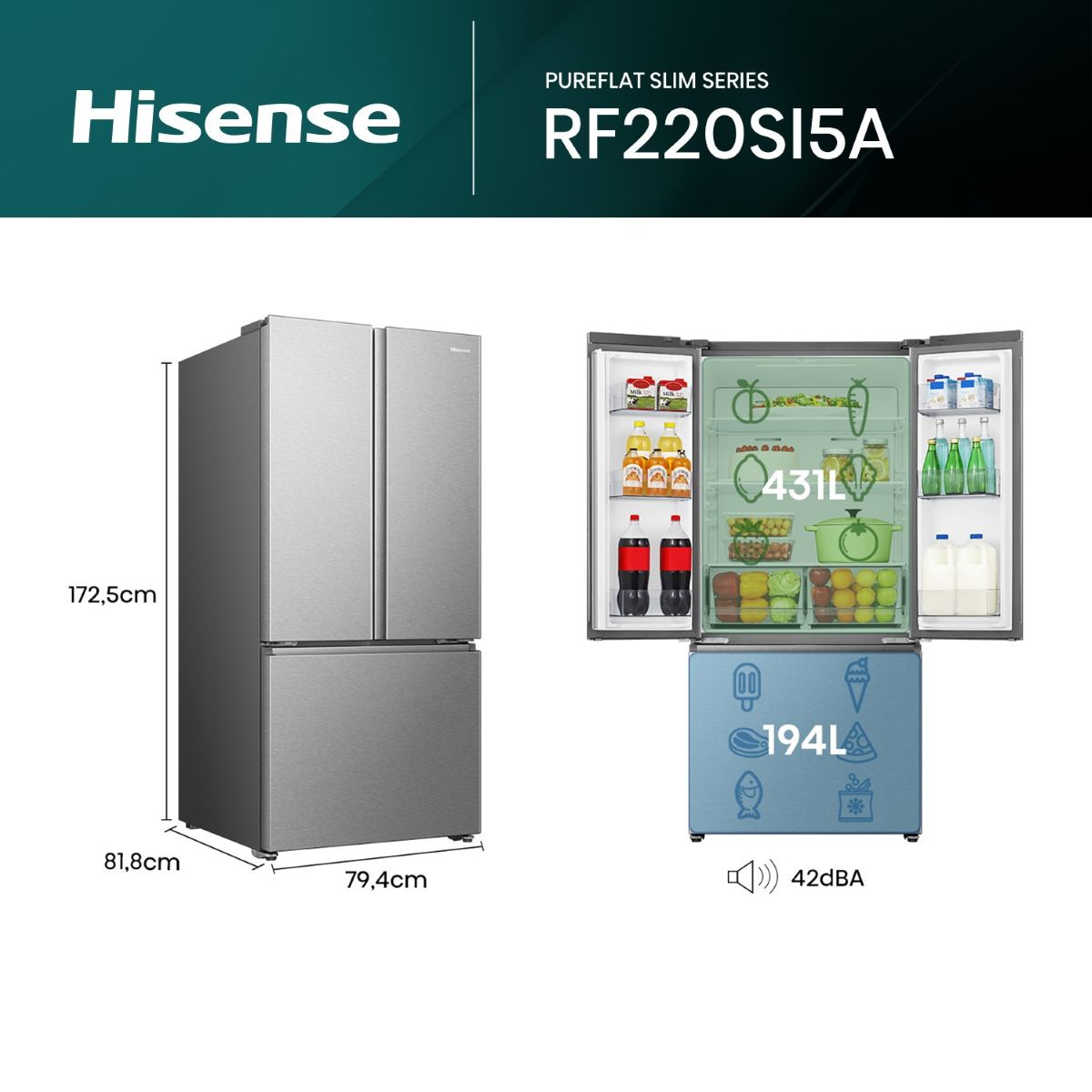 Nevecón HISENSE Tipo Europeo 625 Litros BCD625 Silver