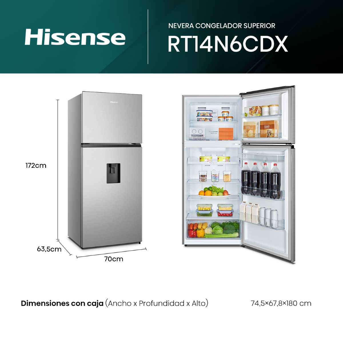 Nevera No Frost Hisense BCD-375 de 375 litros color silver