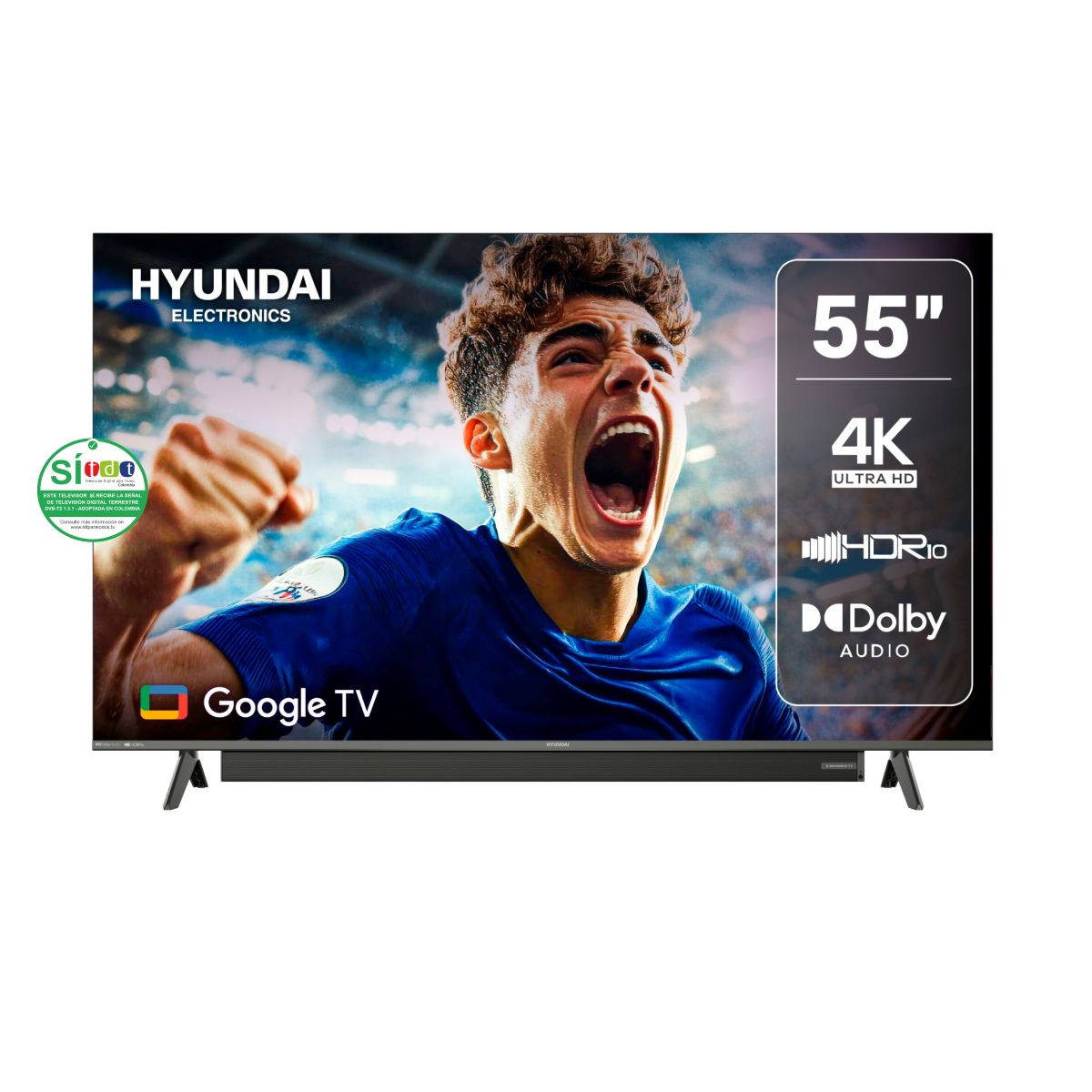 Televisor HYUNDAI 55" Pulgadas HYLED5532G UHD 4K GOOGLE TV+ Barra Integrada