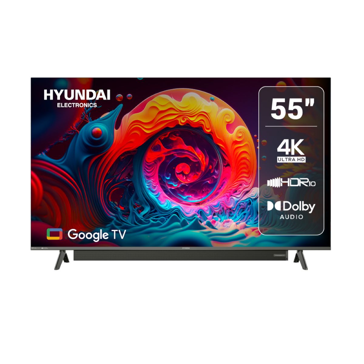 Televisor HYUNDAI 55" Pulgadas HYLED5532G UHD 4K GOOGLE TV+ Barra Integrada