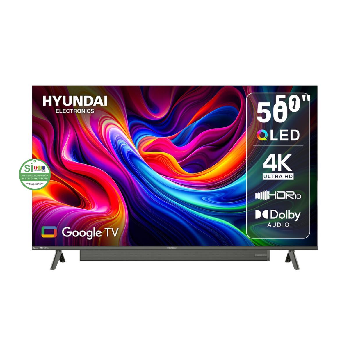 Televisor HYUNDAI 50" HYLED5030QG + Barra de sonido incorporada Google Tv