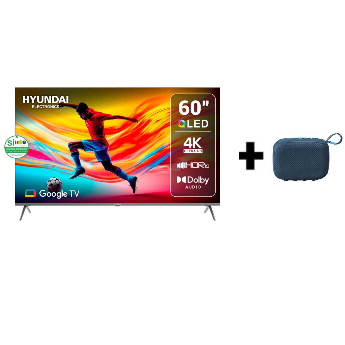 Televisor HYUNDAI 60" HYLED6005QG UHD 4K QLED + Parlante HYUNDAI HYSPBT741 Azul