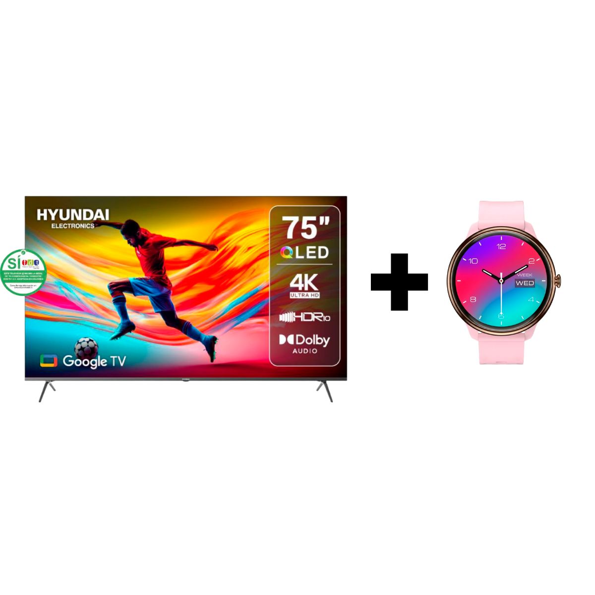 Televisor HYUNDAI 75” HYLED7504QG 4K Google TV + Smart Watch HYUNDAI Amoled