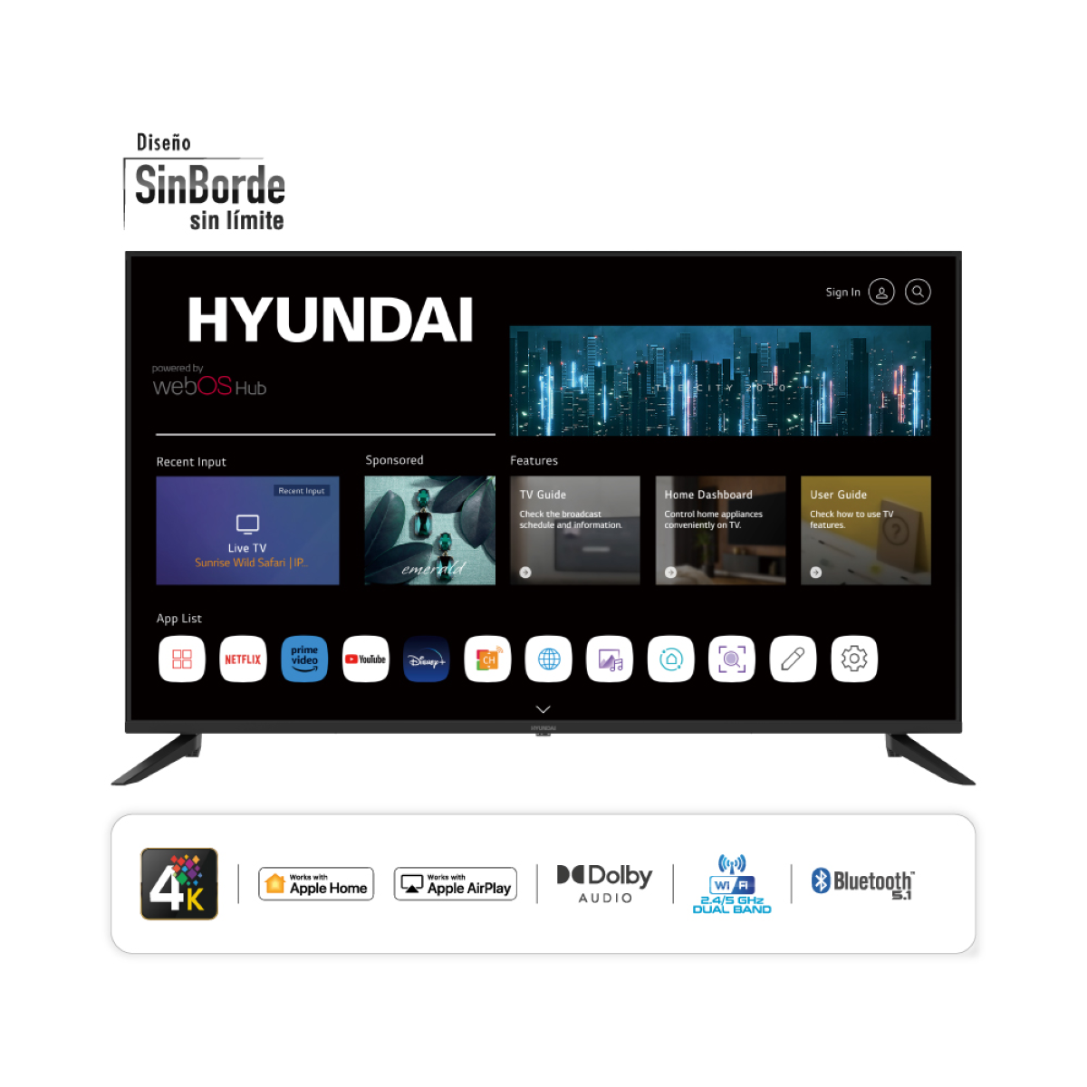 Televisor HYUNDAI 50" HYLED5022W4KM  4K UHD
